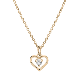 COLLIER PLAQUÉ OR PENDENTIF COEUR OXYDE BLANC 35+5CM