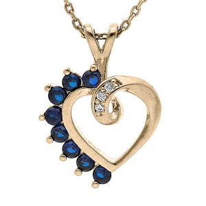 COLLIER PLAQUÉ OR PENDENTIF COEUR OXYDES BLANCS ET OXYDES BLEUS 40+5CM