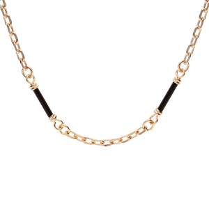 COLLIER PLAQUÉ OR TUBES NOIRS 45CM