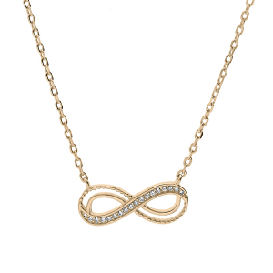 COLLIER PLAQUÉ OR INFINI OXYDES BLANCS SERTIS 40+3CM