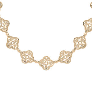 COLLIER PLAQUÉ OR FILIGRANE FLEUR 40+5CM