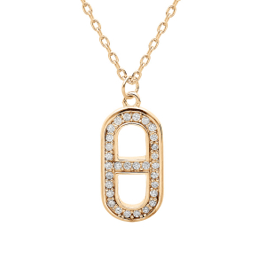 COLLIER PLAQUÉ OR PENDENTIF OXYDES BLANCS SERTIS 43CM REGLABLE 41 ET 39CM