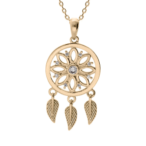 COLLIER PLAQUÉ OR ATTRAPE REVE 15MM 1 OXYDE BLANC SERTI 40+5CM