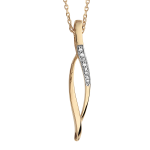 COLLIER PLAQUÉ OR PENDENTIF FORME LOSANGE BARETTES OXYDES BLANCS SERTIS 43+2CM