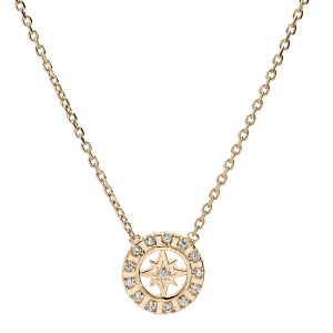 COLLIER PLAQUÉ OR ETOILE DU NORD OXYDES BLANCS SERTIS 38+4CM