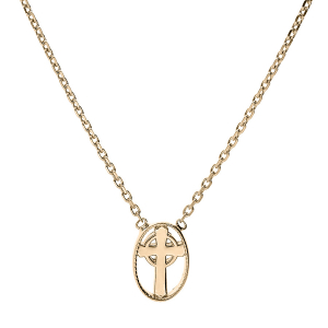 COLLIER PLAQUÉ OR OVALE CROIX 38+4CM