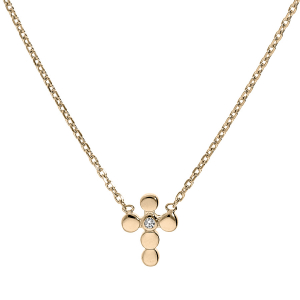 COLLIER PLAQUÉ OR CROIX 1 OXYDE BLANC SERTI 38+4CM