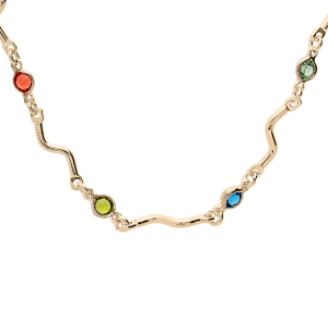 COLLIER PLAQUÉ OR PIERRES SYNTHETIQUE MULTI COULEURS 41+6CM