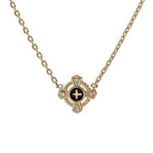 COLLIER PLAQUÉ OR CROIX OXYDES BLANCS SERTIS 38+4CM