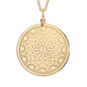 COLLIER PLAQUÉ OR PENDENTIF ROND ROSACE DE CHARTRES 40+5CM