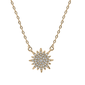 COLLIER PLAQUÉ OR SOLEIL OXYDES BLANCS SERTIS 40+4,5CM