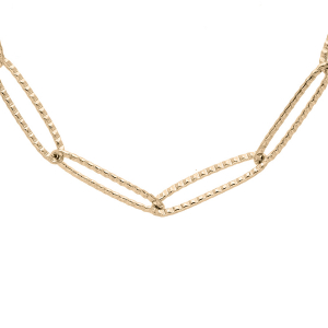 COLLIER PLAQUÉ OR MAILLONS OVALES DIAMANTÉE 40+7CM