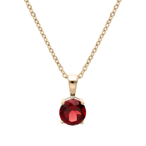COLLIER PLAQUÉ OR PENDENTIF PIERRE VÉRITABLE GRENAT 6,5MM 42+3CM