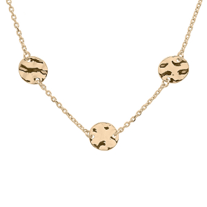 COLLIER PLAQUÉ OR 5 PASTILLES MARTELÉES 40+6CM