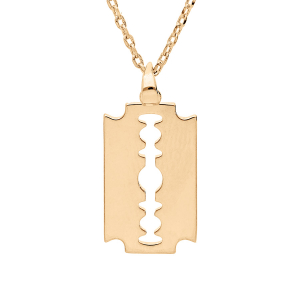 COLLIER PLAQUÉ OR PENDENTIF LAME DE RASOIR 40+5CM