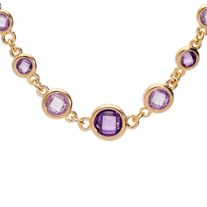 COLLIER PLAQUÉ OR OXYDES RONDS VIOLETS 40+4.5CM
