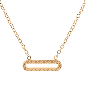 COLLIER PLAQUÉ OR 1 ELEMENT RECTANGULAIRE PERLÉ 38,5+5CM
