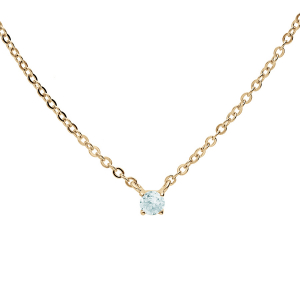 COLLIER PLAQUÉ OR PENDENTIF PIERRE VÉRITABLE TOPAZE BLEU 3MM 38+5CM