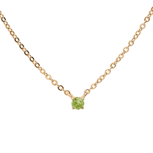 COLLIER PLAQUÉ OR PENDENTIF PIERRE VÉRITABLE PÉRIDOT 3MM 38+5CM
