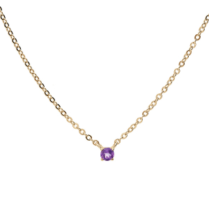 COLLIER PLAQUÉ OR PENDENTIF PIERRE VÉRITABLE AMÉTHYSTE 3MM 38+5CM