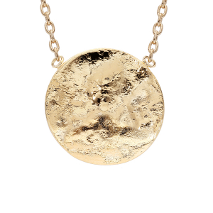 COLLIER PLAQUÉ OR PASTILLE FROISSÉE  42CM