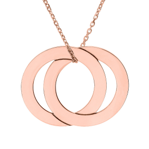 COLLIER PLAQUÉ OR ROSE 2 ANNEAUX FIXES  40+5CM
