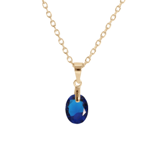 COLLIER PLAQUÉ OR PENDENTIF GOUTTE OXYDE BLEU CIEL FACETÉ 40+5CM