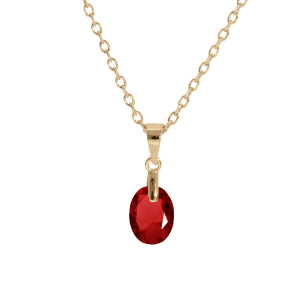 COLLIER PLAQUÉ OR PENDENTIF GOUTTE OXYDE GRENAT FACETÉ 40+5CM