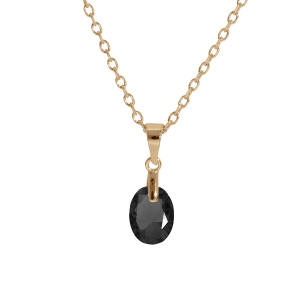 COLLIER PLAQUÉ OR PENDENTIF GOUTTE OXYDE NOIR FACETÉ 40+5CM