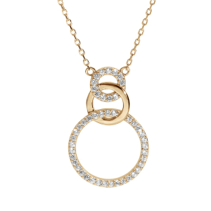 COLLIER PLAQUÉ OR 3 RONDS 1 LISSE ET 2 AVEC OXYDES BLANCS SERTIS 40+5CM