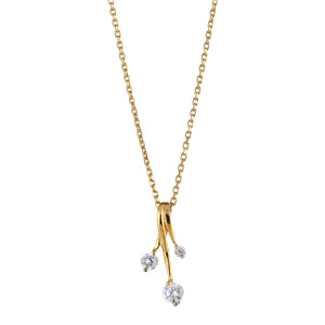 COLLIER PLAQUÉ OR PENDENTIF 3 TIGES PIERRES SYNTHETIQUE BLANCHES 45CM