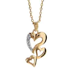 COLLIER PLAQUÉ OR PENDENTIF 3 COEURS DECOUPES 42+3CM