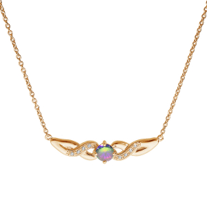 COLLIER PLAQUÉ OR OXYDE MYSTIQUE ARC EN CIEL ET INFINI OXYDES BLANCS SERTIS 42+3CM