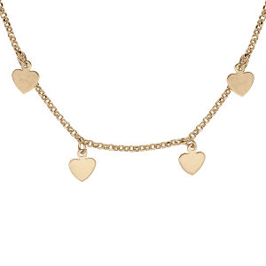 COLLIER PLAQUÉ OR PAMPILLES COEURS  40+5CM