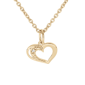 COLLIER PLAQUÉ OR  PENDENTIF COEUR OXYDES BLANCS SERTIS 38+5CM