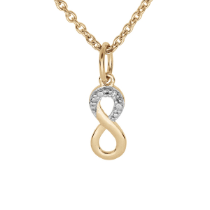 COLLIER PLAQUÉ OR PENDENTIF INFINI OXYDES BLANCS SERTIS 38+5CM