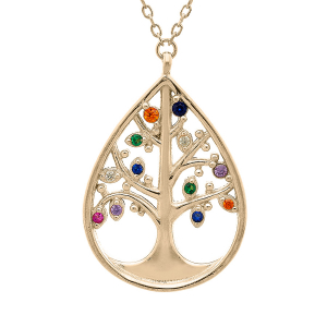 COLLIER PLAQUÉ OR ARBRE DE VIE OXYDES MULTI COULEURS SERTIS 40+3CM