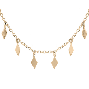 COLLIER PLAQUÉ OR MULTI PLAQUETTES FORME LOSANGE 40+3CM