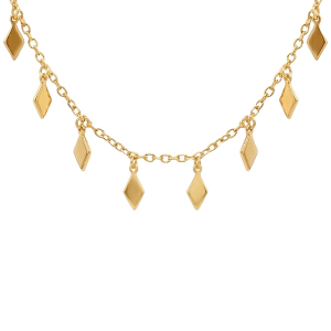 COLLIER PLAQUÉ OR MULTI PLAQUETTES FORME LOSANGE 40+3CM