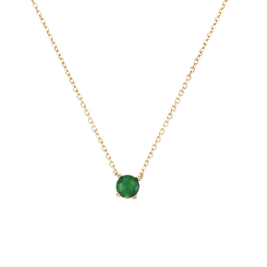 COLLIER PLAQUÉ OR SOLITAIRE OXYDE VERT 6MM 40+4CM