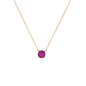 COLLIER PLAQUÉ OR SOLITAIRE OXYDE FUSHIA 4MM 40+4CM