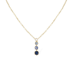 COLLIER PLAQUÉ OR PENDANT DEGRADÉ OXYDES BLEU 42+3CM
