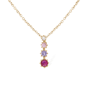 COLLIER PLAQUÉ OR PENDANT OXYDES DEGRADÉS ROSES  42+3CM