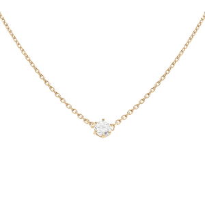 COLLIER SOLITAIRE PLAQUÉ OR  OXYDE BLANC 4MM SERTIS 6 GRIFFES  38+4CM