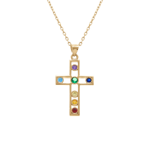 COLLIER PLAQUÉ OR PENDENTIF CHAKRA CROIX 22MM X 15MM   7 OXYDES 40+5CM