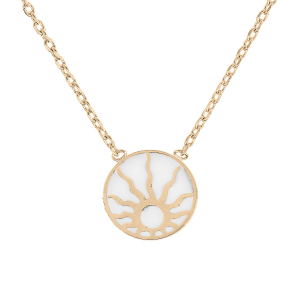 COLLIER PLAQUÉ OR SOLEIL EMAIL BLANC 37,5+4CM