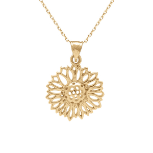 COLLIER PLAQUÉ OR PENDENTIF FLEUR TOURNESOL 40+5CM