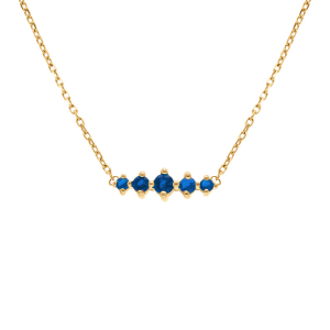 COLLIER PLAQUÉ OR OXYDES BLEU HORIZONTAL  38+4CM
