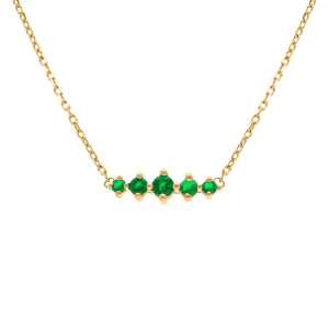 COLLIER PLAQUÉ OR OXYDES VERT HORIZONTAL  38+4CM