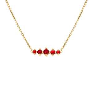 COLLIER PLAQUÉ OR OXYDES ROUGE HORIZONTAL  38+4CM